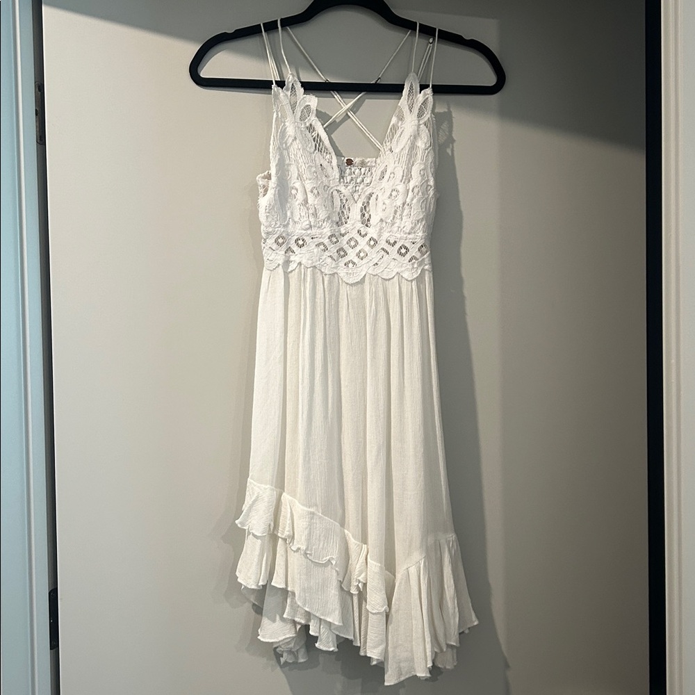 Free People Ivory Crochet Detail Top